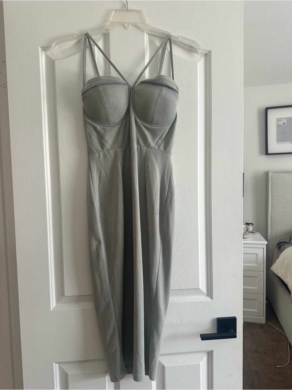 Missguided Grey Strappy Bustier Midi Dress